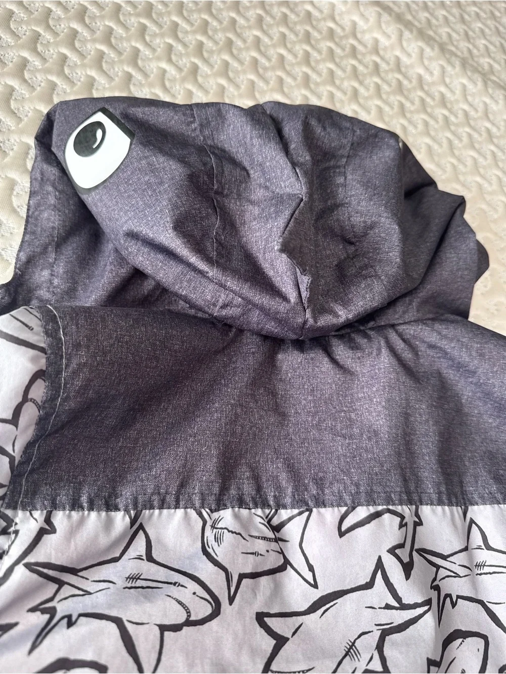 OshKosh B'gosh Gray Shark Hooded Jacket with Orange Lining